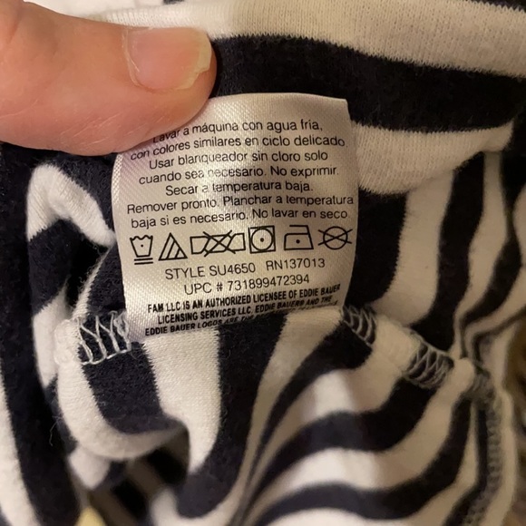 Eddie Bauer, black and white striped top, Size Large - Picture 4 of 5